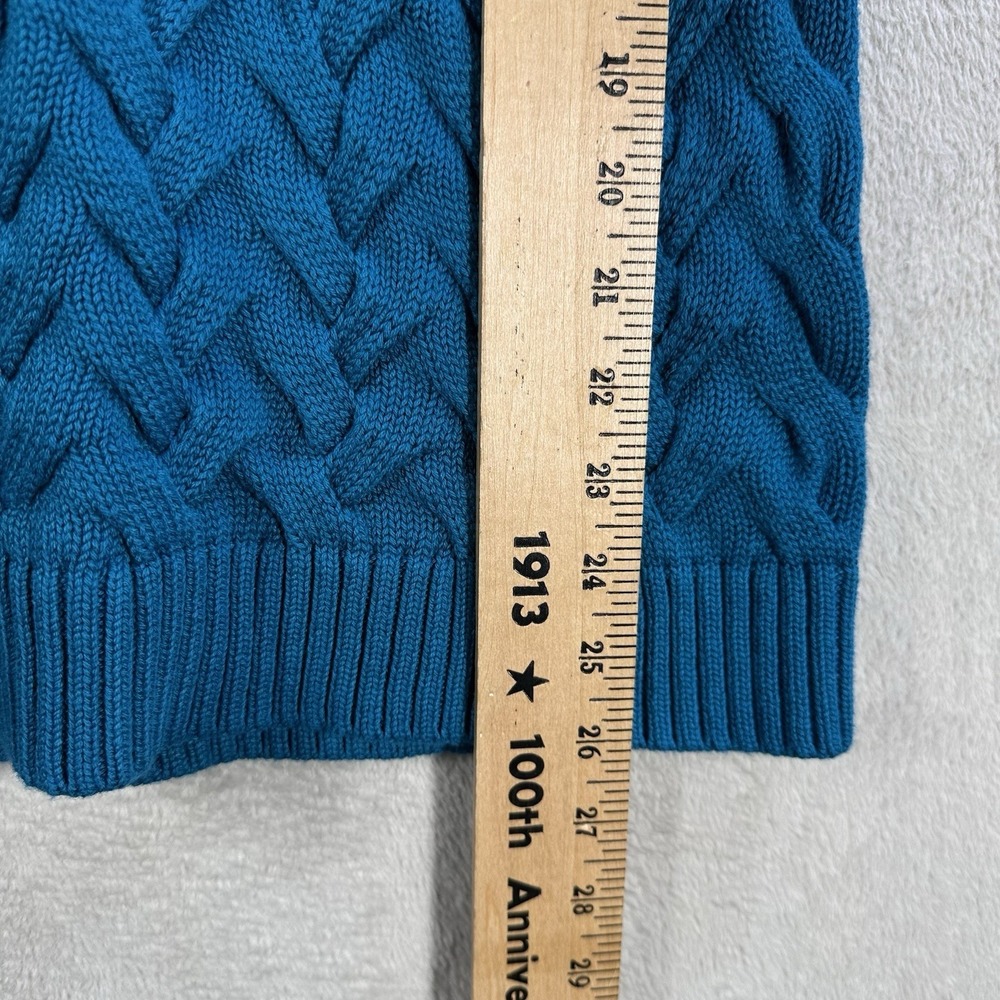 Lands' End Women's Size L 14/16 Drifter Sweater Turquoise Cable Knit 100% Cotton - Picture 6 of 8